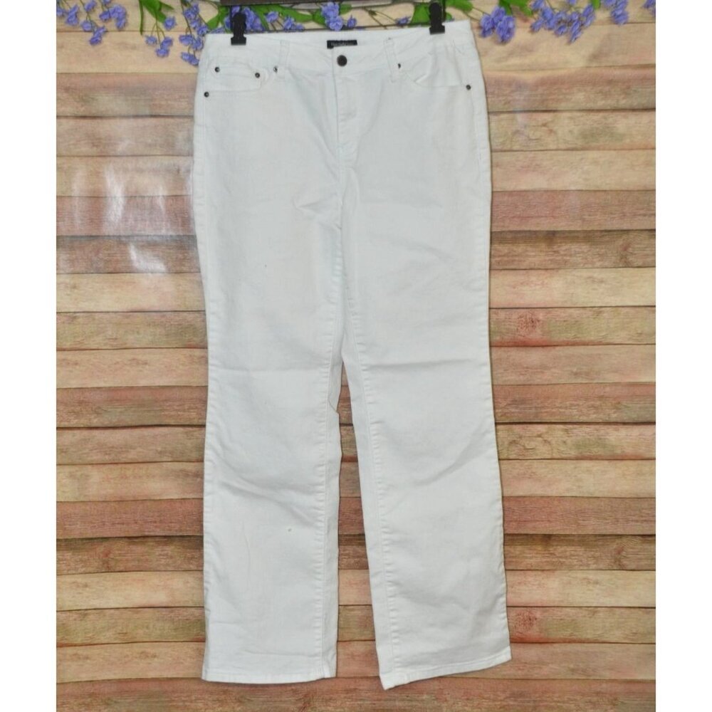 Needle & Cloth Ladies White Denim Jeans Size 14 Slim Boot-Cut Stretch Casual